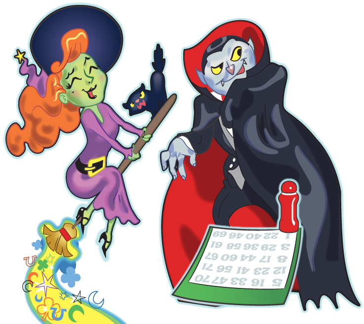 Halloween Witch and Dracula